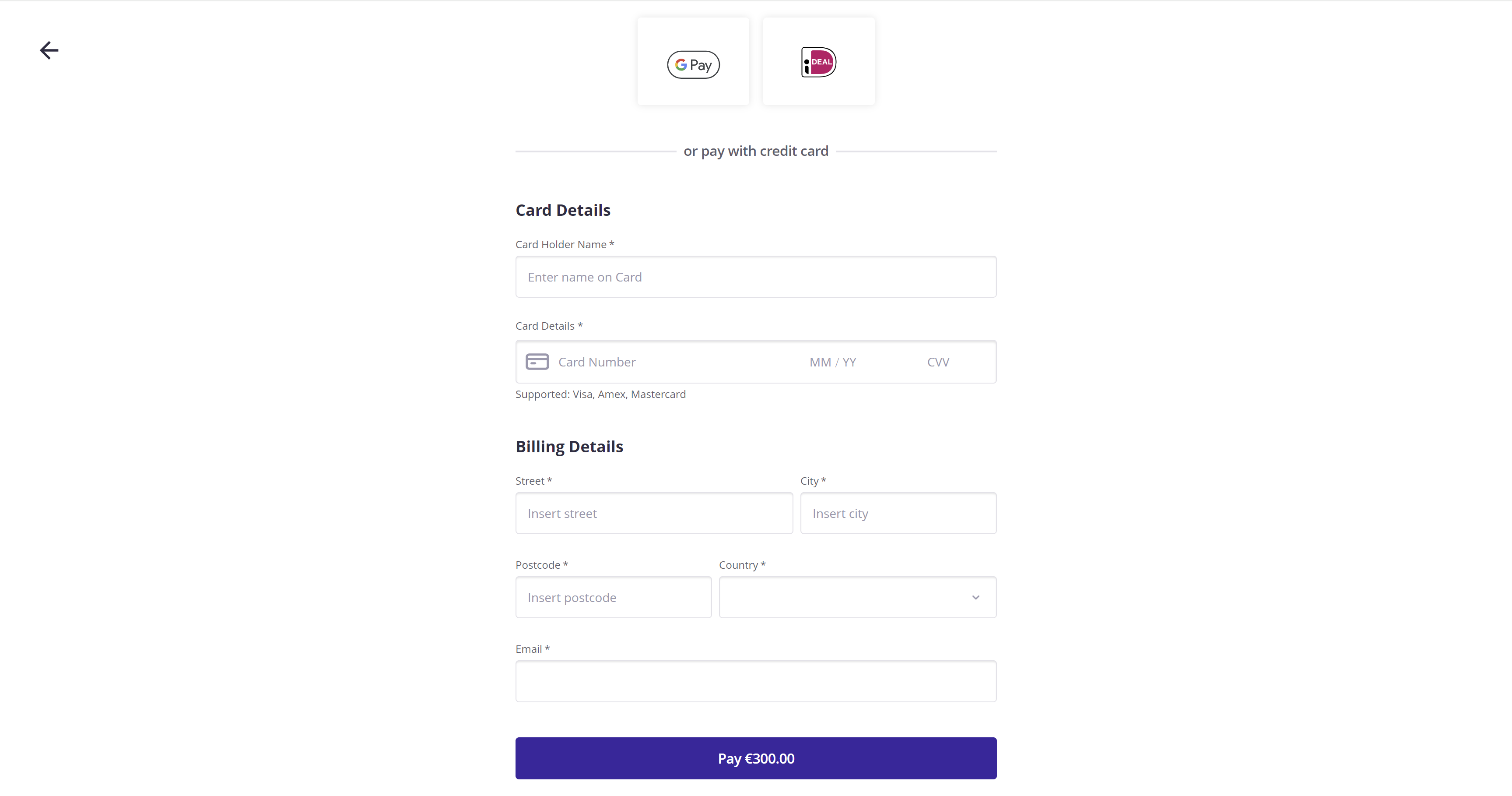 Simple payment form